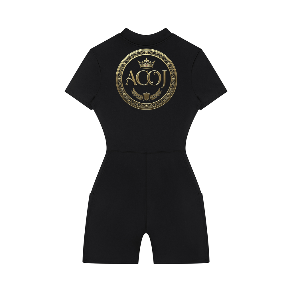 Women's Quarter-Zip Short Sleeve Romper