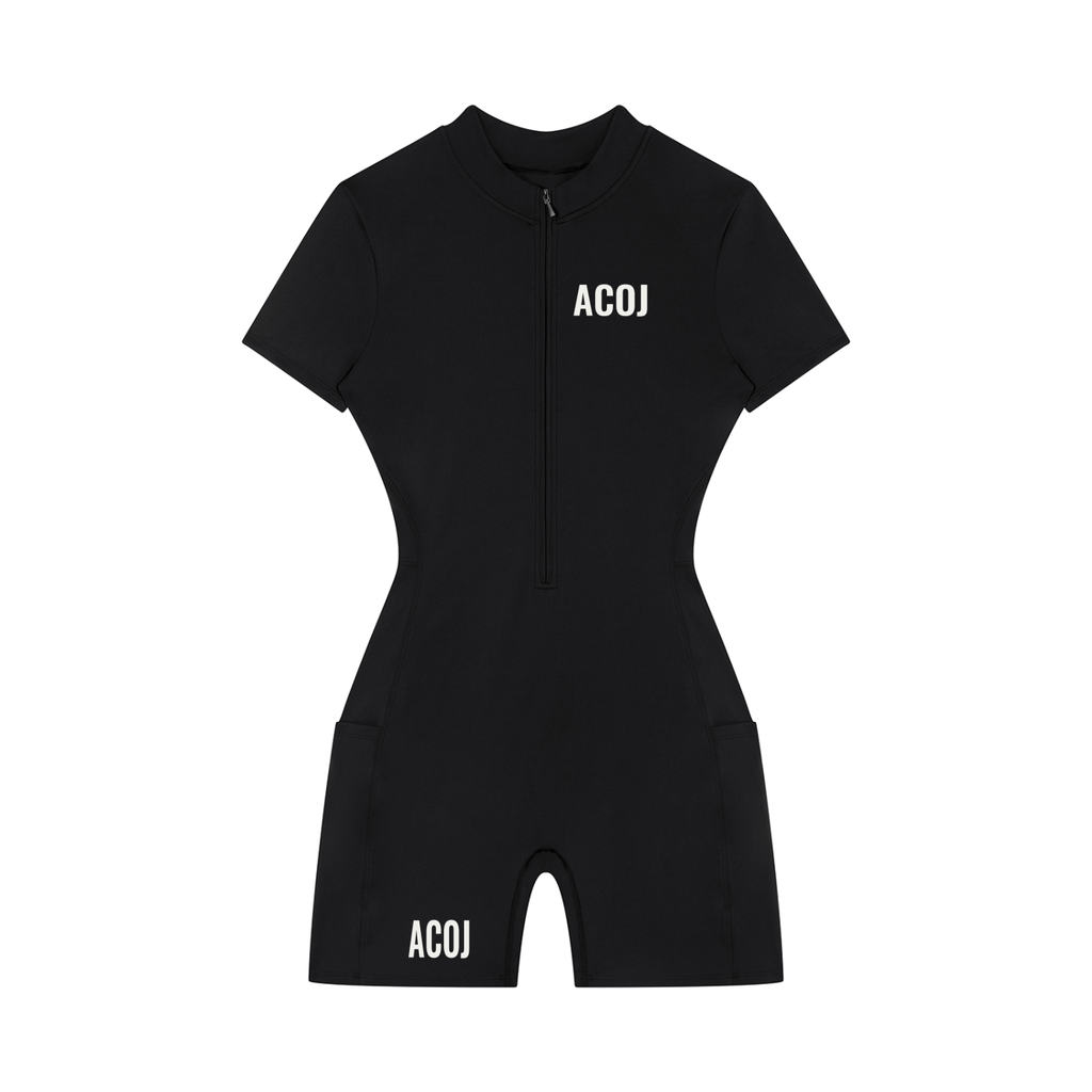 Women's Quarter-Zip Short Sleeve Romper
